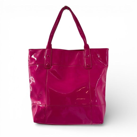 Style & Co Patent Pink Tote Bag Large Glossy Barbiecore Shoulder Bag - Picture 3 of 8